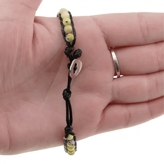 Bratara wrap Jad galben sfere 5mm, imagine 3
