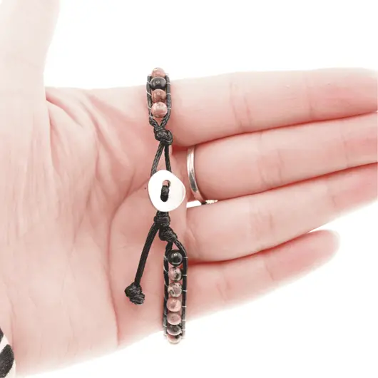 Bratara wrap Rodonit sfere 5mm, imagine 2