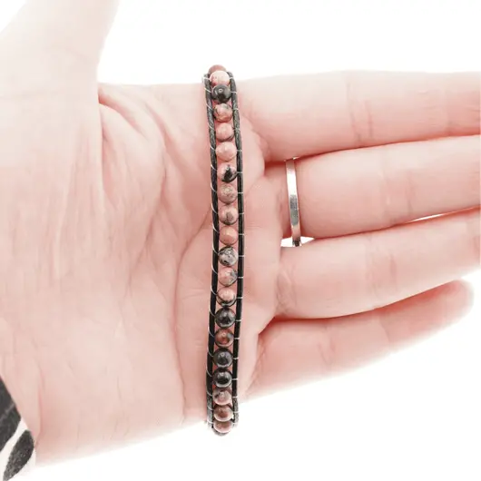 Bratara wrap Rodonit sfere 5mm, imagine 3