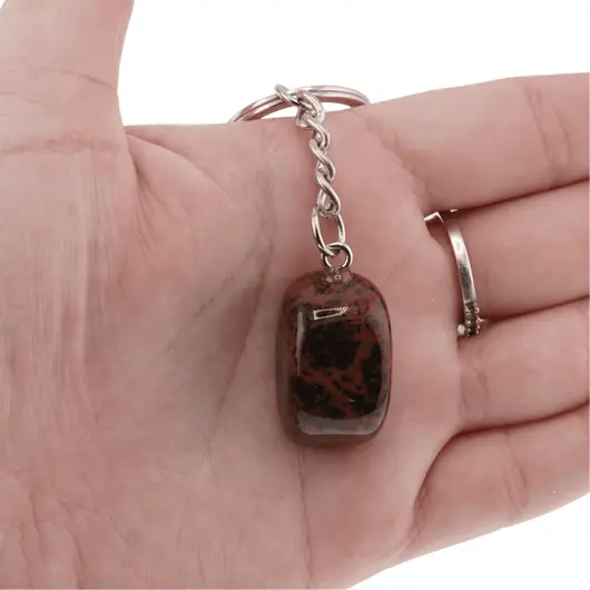 Breloc Obsidian mahon piatra rulata 25mm, imagine 3