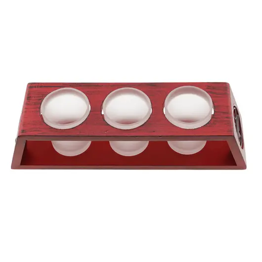 Decoratiune Suport ardere trei lumanari parfumate, rosu 25,5cm x 7cm, imagine 2