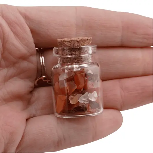 Sticla cu cristale naturale Carneol chips 3-5mm, 3cm, imagine 3