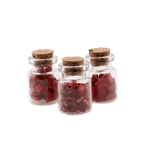 Sticla cu cristale naturale Coral Rosu chips 3-5mm, 3cm, imagine 2