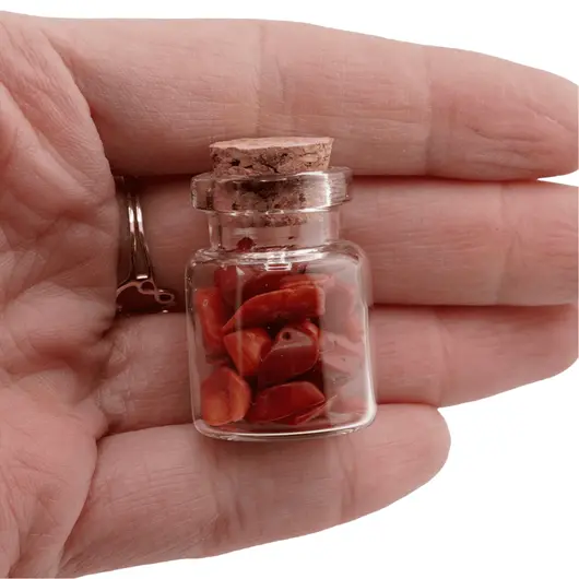 Sticla cu cristale naturale Coral Rosu chips 3-5mm, 3cm, imagine 3