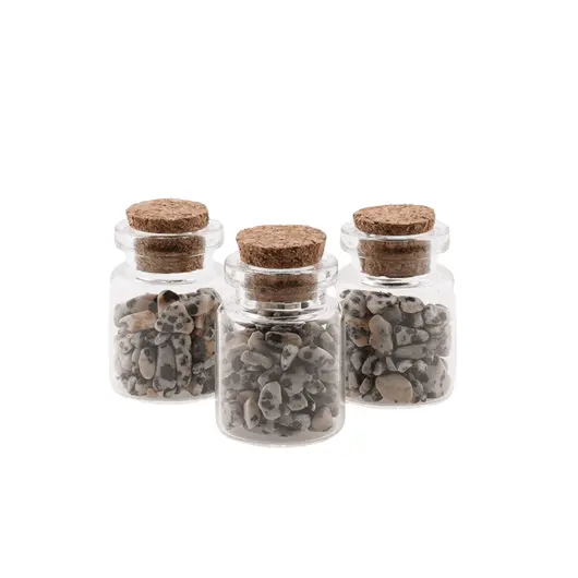 Sticla cu cristale naturale Jasp Dalmatian chips 3-8mm, 3cm, imagine 2