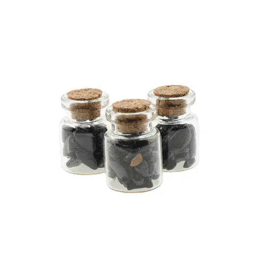 Sticla cu cristale naturale Turmalina Neagra chips 3-6mm, 3cm, imagine 2