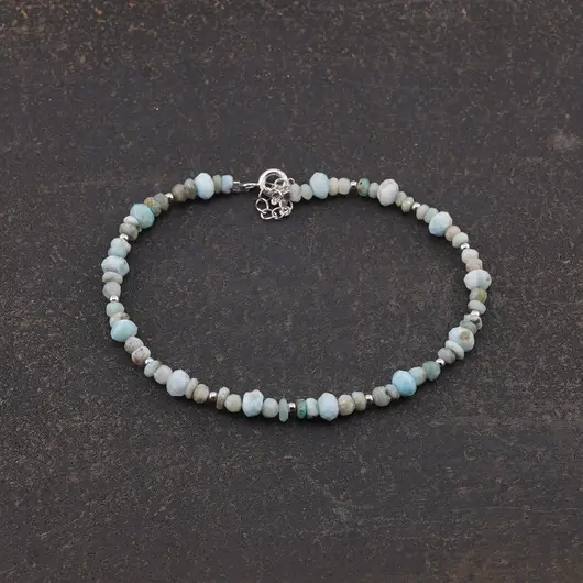 Bratara Larimar discuri fatetate cu Argint 925, 3-5mm, imagine 2