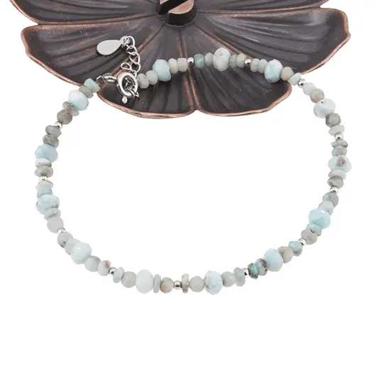 Bratara Larimar discuri fatetate cu Argint 925, 3-5mm, imagine 3