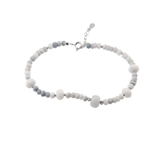 Bratara Opal albastru discuri fatetate cu Argint 925, 4-8mm
