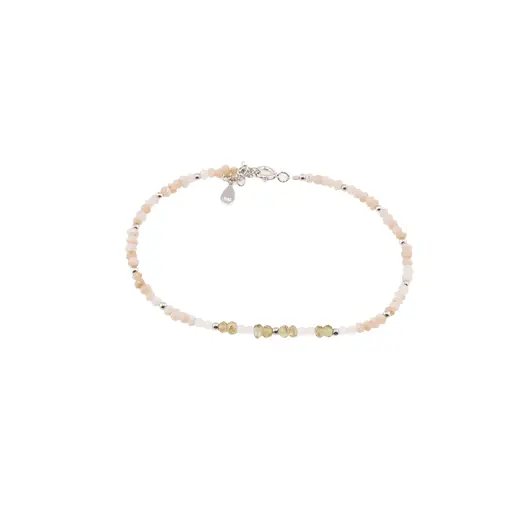 Bratara Opal roz, Peridot si Cristal de stanca cu Argint 925, 2-3mm