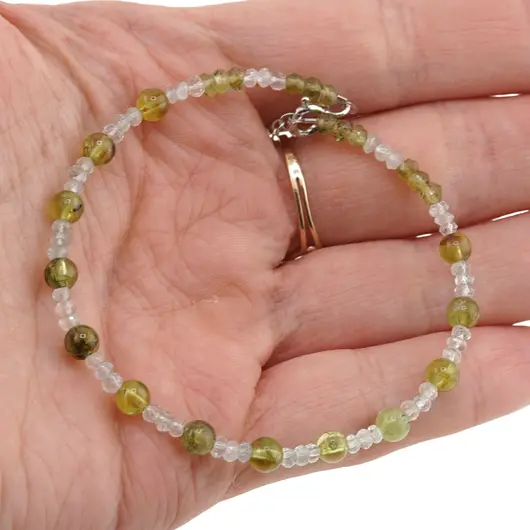 Bratara Peridot si Acvamarin discuri fatetate si sfere cu Argint 925, 3-5mm, imagine 3