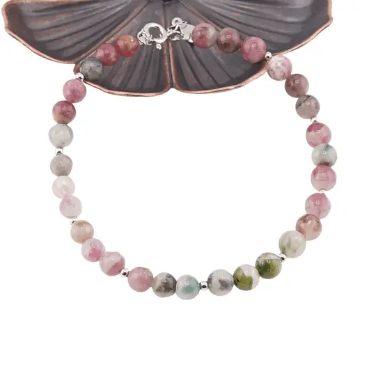 Bratara Turmalina multicolora sfere cu Argint 925, 5mm, imagine 2