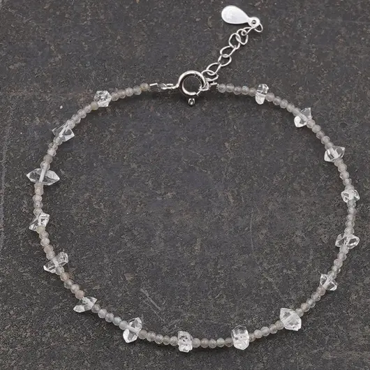 Bratara unicat cu Diamant Herkimer si Labradorit, argint 925, imagine 2