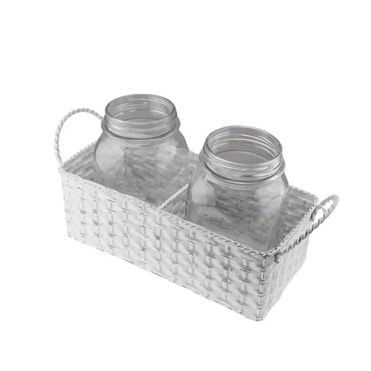 Cosulet din metal impletit cu doua recipiente, imagine 2