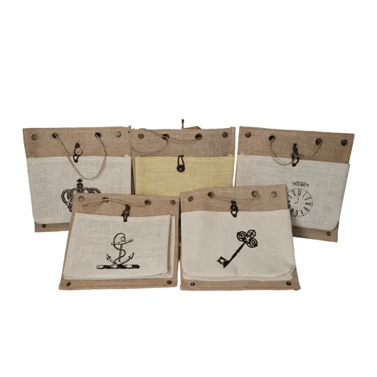 Organizator din iuta cu un buzunar, model 24cm x 23cm, imagine 3