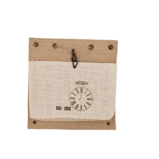 Organizator din iuta cu un buzunar, model ceas 24cm x 23cm
