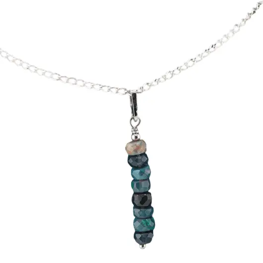 Pandantiv cristale naturale Opal negru din Etiopia discuri fatetate cu argint 925, imagine 2