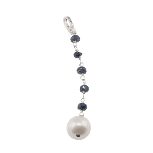 Pandantiv cristale naturale Safir lucrat manual si Perle de cultura A+ cu argint 925