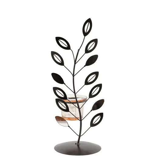 Sfesnic metalic cu un singur brat si elemente din sticla, 27cm x 9cm, imagine 2