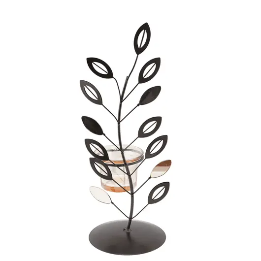 Sfesnic metalic cu un singur brat si elemente din sticla, 27cm x 9cm, imagine 3