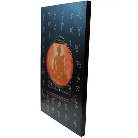 Tablou vertical din lemn cu Buddha pe lotus model 2, 48cm x 30cm, imagine 2