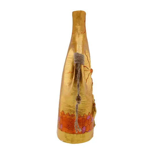 Vaza aurie cu model mama si fiul arta africana, 23cm x 9,5cm, imagine 3