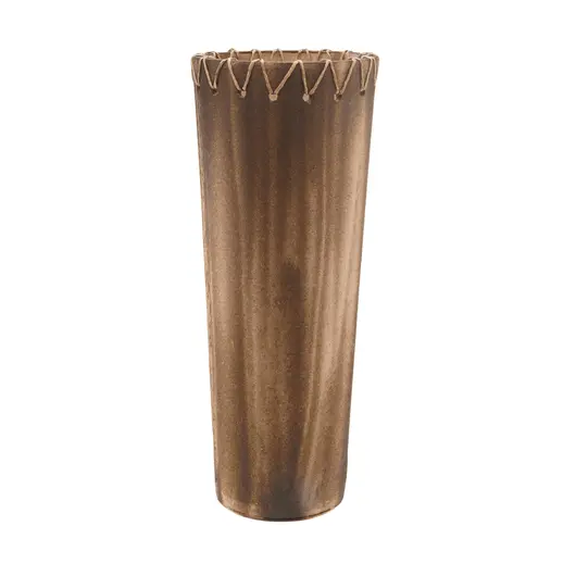 Vaza din lemn antichizat gravat cu papadii si snur decorativ - 33,5cm, imagine 2