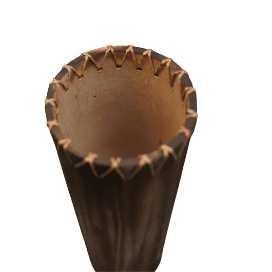 Vaza din lemn antichizat gravat cu papadii si snur decorativ - 33,5cm, imagine 3