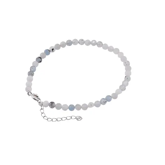 Bratara Acvamarin sfere fatetate cu Argint 925, 4mm