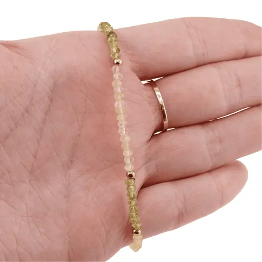 Bratara Citrin si Peridot discuri fatetate, elemente inox auriu, 3mm, imagine 4