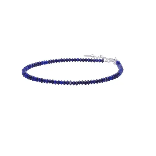 Bratara Lapis Lazuli discuri fatetate cu Argint 925, 3mm, imagine 2