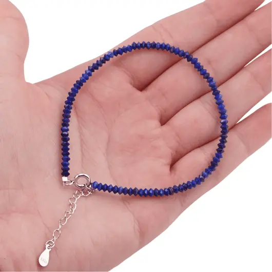 Bratara Lapis Lazuli discuri fatetate cu Argint 925, 3mm, imagine 4
