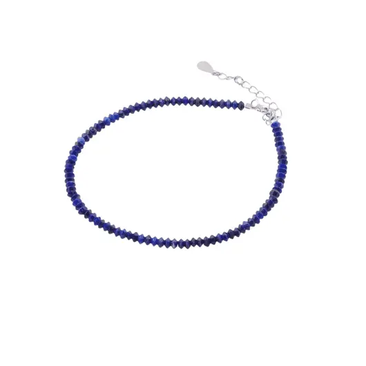 Bratara Lapis Lazuli discuri fatetate cu Argint 925, 3mm