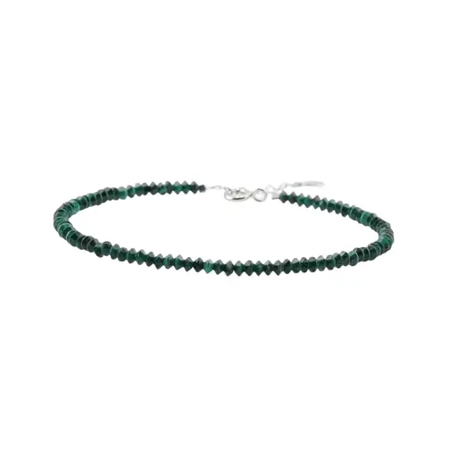 Bratara Malachit natural discuri fatetate cu Argint 925, 3mm, imagine 2