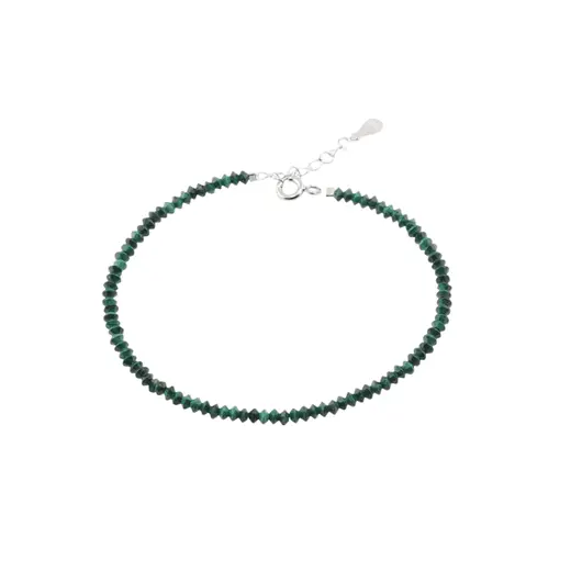 Bratara Malachit natural discuri fatetate cu Argint 925, 3mm