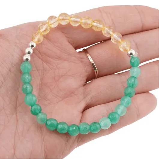 Bratara pentru SUCCES Aventurin, Citrin si Hematit argintiu pe elastic, 4-6mm, imagine 3