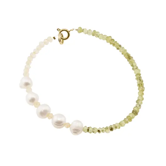 Bratara Peridot, Citrin discuri fatetate si Perle de cultura, 3-8mm