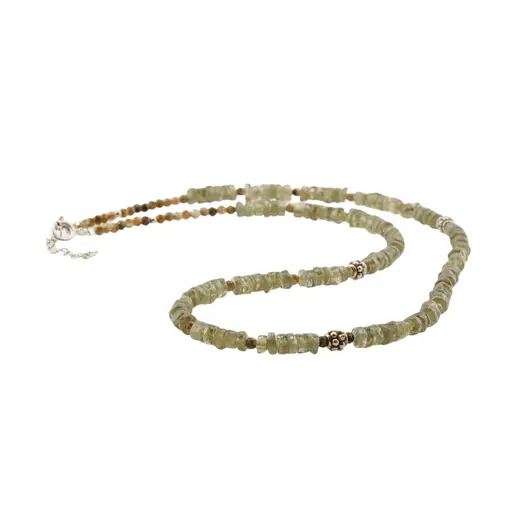 Colier Heishi Granat verde cu elemente din Argint 925, 2-4mm, imagine 2