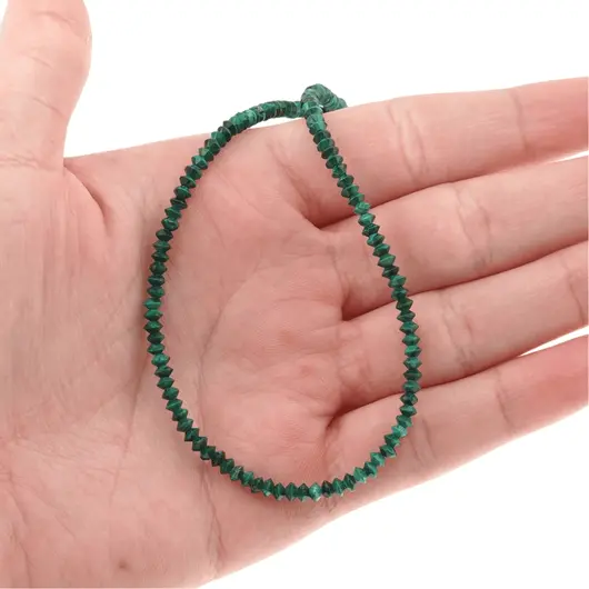 Colier Malachit natural discuri fatetate cu Argint 925, 3mm, imagine 6