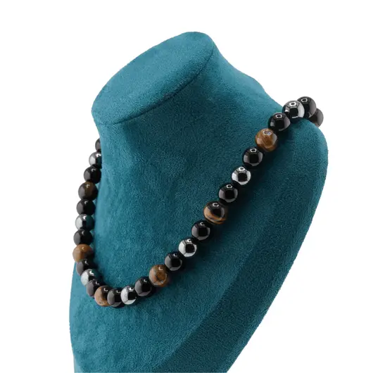 Colier pentru protectie Ochi de tigru, Hematit si Obsidian negru sfere, 10mm, imagine 4
