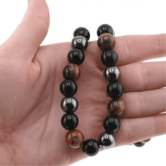 Colier pentru protectie Ochi de tigru, Hematit si Obsidian negru sfere, 10mm, imagine 5