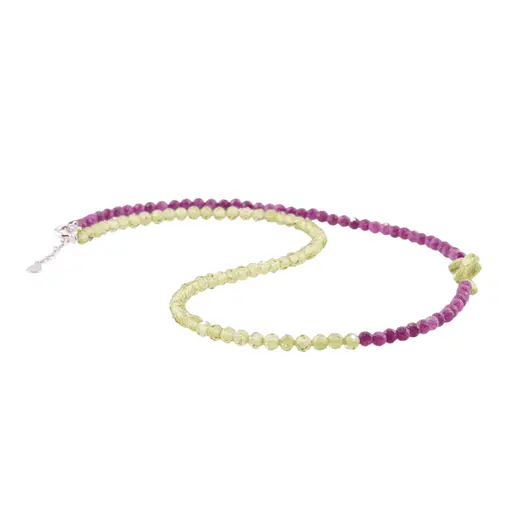 Colier Peridot si Rubin sfere fatetate cu Argint 925, 3-6mm, imagine 2