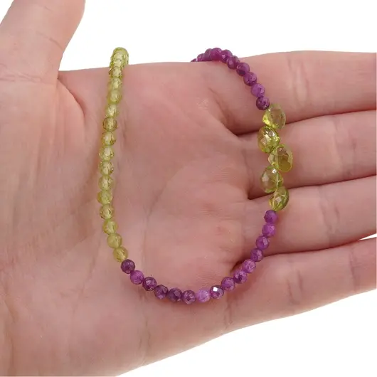 Colier Peridot si Rubin sfere fatetate cu Argint 925, 3-6mm, imagine 6