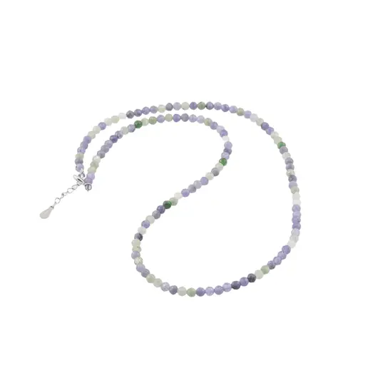 Colier Tanzanit si Smarald sfere fatetate cu Argint 925, 4mm