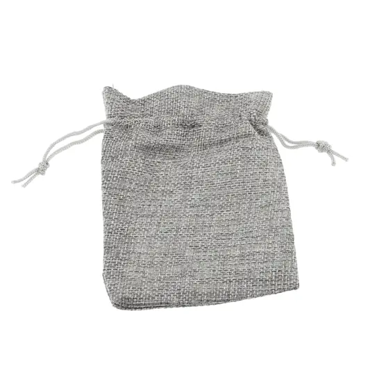 Saculet material textil gri 14x10cm, imagine 2