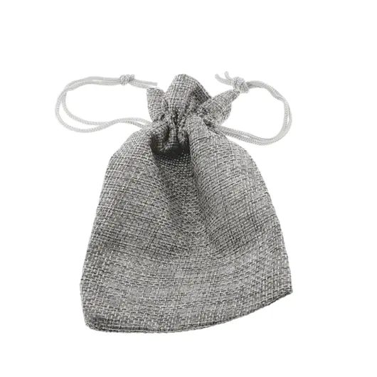 Saculet material textil gri 14x10cm