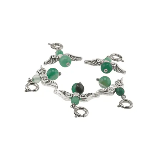 Breloc Ingeras cu pietre semipretioase Agat verde, 4-6mm, imagine 3