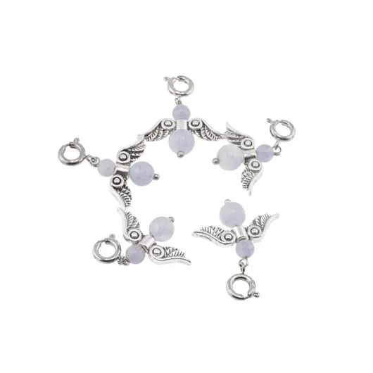 Breloc Ingeras cu pietre semipretioase Angelit, 4-6mm, imagine 2