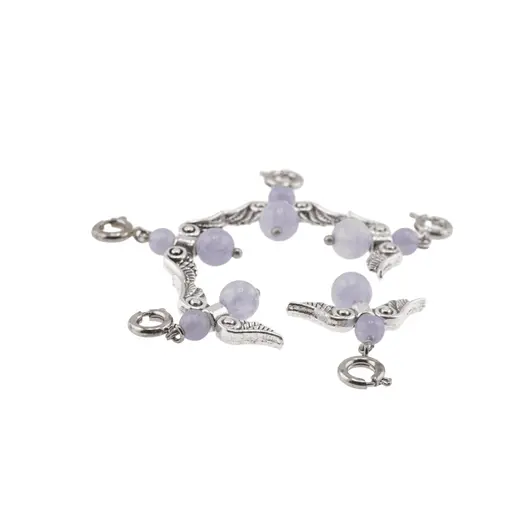 Breloc Ingeras cu pietre semipretioase Angelit, 4-6mm, imagine 3