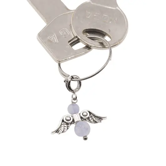 Breloc Ingeras cu pietre semipretioase Angelit, 4-6mm, imagine 4